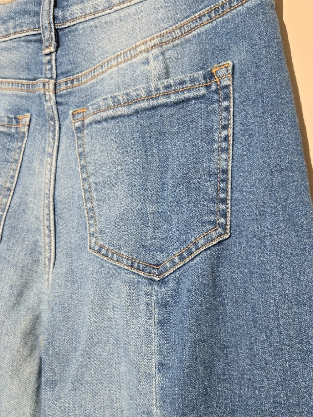 Sneak Peek Two-Tone Light & Medium Blue Cropped Jeans